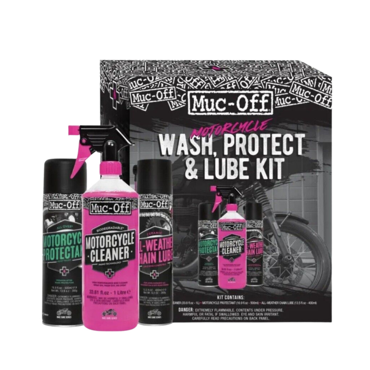 KIT DE LAVADO PROTECCION Y LUBRICACION PARA MOTO MUC OFF